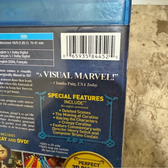 Coraline Movie 3D Blue Ray DVD Animation Tim Burton Film Collectable Movie Kids - Picture 7 of 12